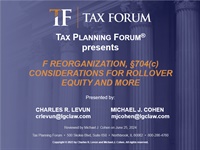 F Reorganization, §704(c) Considerations for Rollover Equity and More Not Found