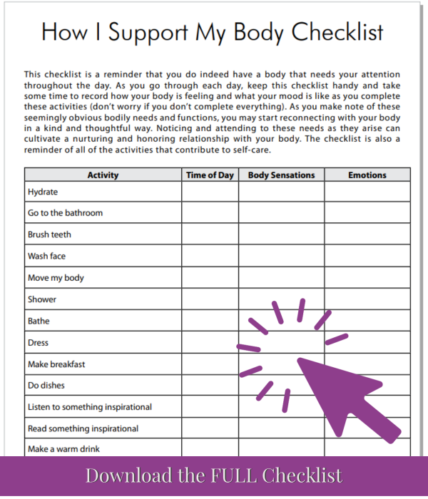 How I Support My Body Checklist